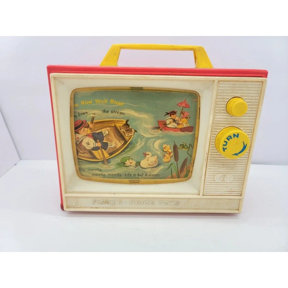 Fisher Price Toys Vintage 1966 Two Tune Giant Screen Music Box TV Works